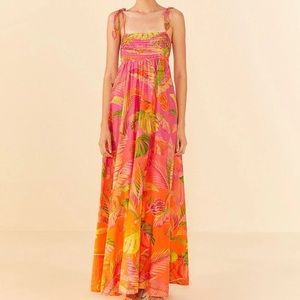 Farm Rio Orange Ombre Forest Maxi Dress - like new!
